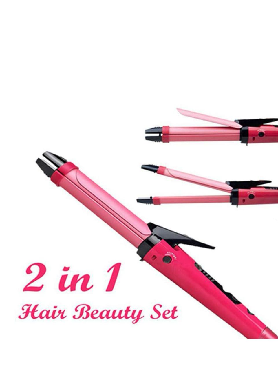 2-in-1 Hair Straightener & Curler - Heating Iron For Styling Hair & Accessories